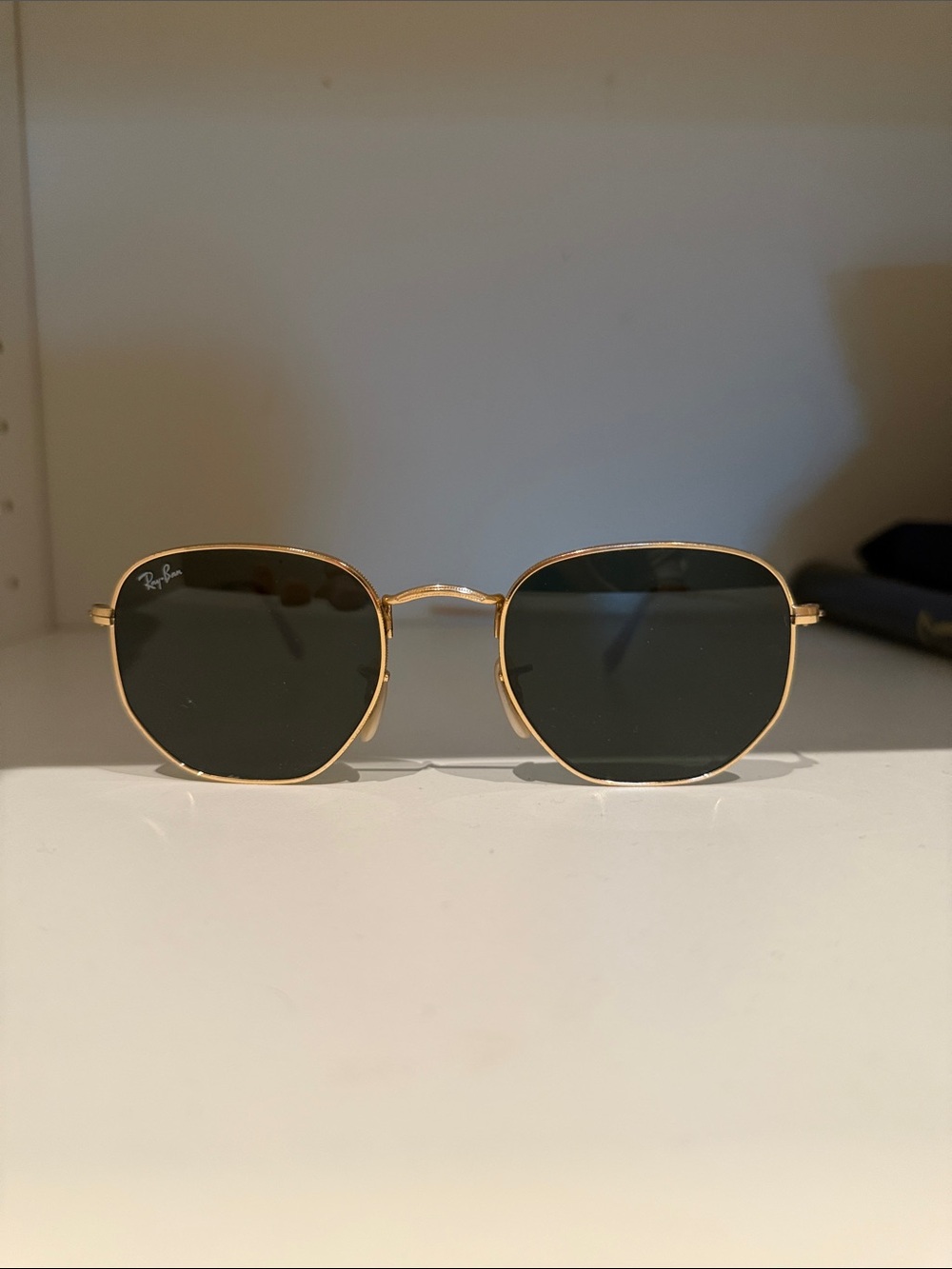 Ray-Ban Gold Frame Black/Green Lens Men's Sunglasses